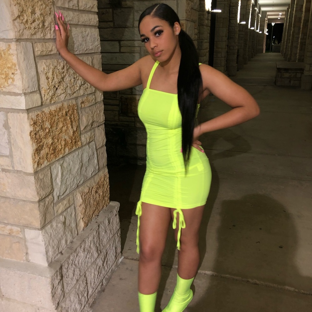 Neon green mini dress